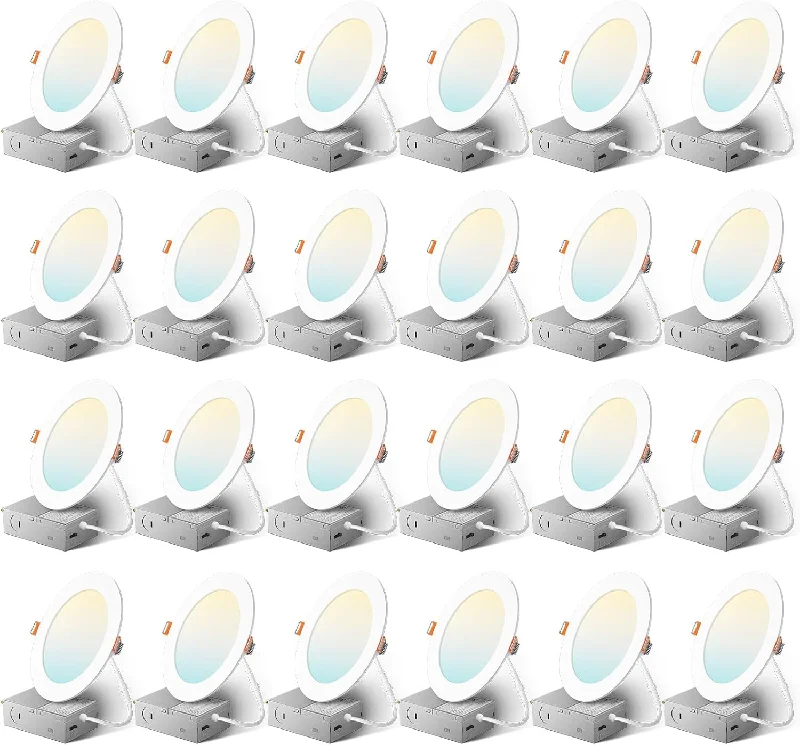 Industrial Flood Lighting for Outdoor Loading DocksAmico 24 Pack 5CCT Ultra-Thin LED Recessed Ceiling Light with Junction Box, 2700K/3000K/3500K/4000K/5000K Selectable, 1050 Lumens, Dimmable Canless Wafer Downlight, 12W Eqv 110W-ETL&FCC Industrial Flood Lighting for Outdoor Loading DocksAmico 24 Pack 5CCT Ultra-Thin LED Recessed Ceiling Light with Junction Box, 2700K/3000K/3500K/4000K/5000K Selectable, 1050 Lumens, Dimmable Canless Wafer Downlight, 12W Eqv 110W-ETL&FCC