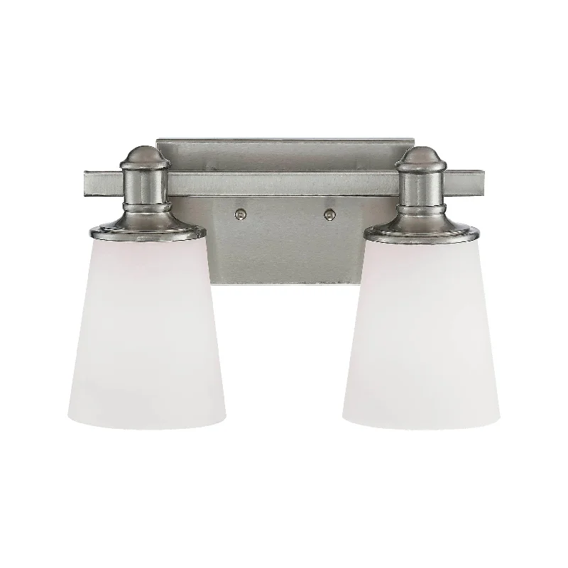 Explosion - Proof Industrial Lighting for Hazardous Locations2 Lamps Cimmaron Vanity Light - Satin Nickel - Etched White Glass - 13in. Wide Explosion - Proof Industrial Lighting for Hazardous Locations2 Lamps Cimmaron Vanity Light - Satin Nickel - Etched White Glass - 13in. Wide