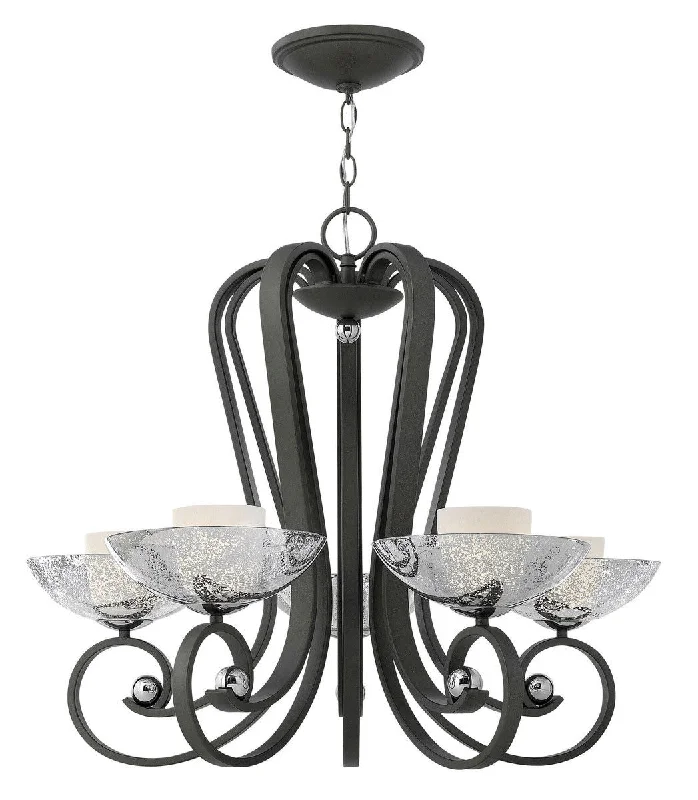 Hinkley Lighting Fredrick Ramond FR40605BKS Muse Collection Five Light Hanging Chandelier in Blacksmith Finish Hinkley Lighting Fredrick Ramond FR40605BKS Muse Collection Five Light Hanging Chandelier in Blacksmith Finish
