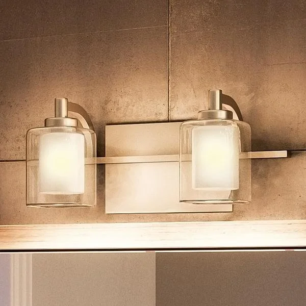 Industrial Lighting for Textile MillsUQL2400 Modern Bathroom Vanity Light, 6"H x 13"W, Brushed Nickel Finish, Napa Collection Industrial Lighting for Textile MillsUQL2400 Modern Bathroom Vanity Light, 6"H x 13"W, Brushed Nickel Finish, Napa Collection