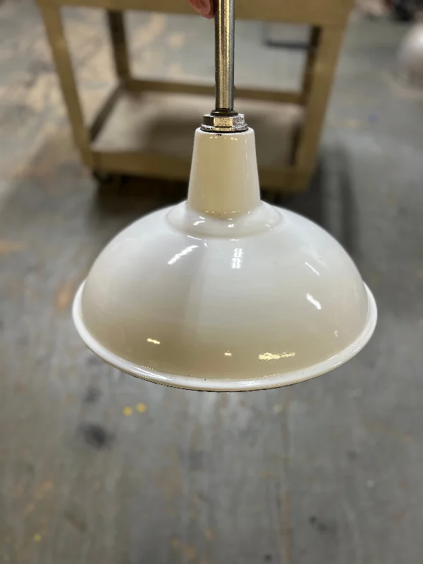 Industrial Lighting for Metal Fabrication Shops16” white porcelain enamel light.