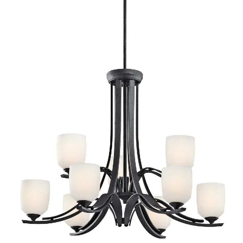 Aztec 34968 by Kichler Lighting Breton Mills Collection Nine Light Hanging Chandelier in Distressed Black Finish Aztec 34968 by Kichler Lighting Breton Mills Collection Nine Light Hanging Chandelier in Distressed Black Finish