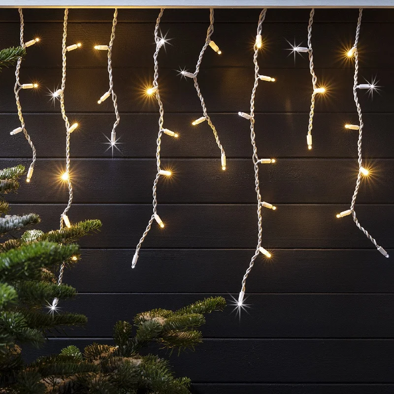 Waterproof String Lights for Patio DecorPro Connect 8m 400 Warm White Sparkling Connectable Icicle Lights White Cable Waterproof String Lights for Patio DecorPro Connect 8m 400 Warm White Sparkling Connectable Icicle Lights White Cable