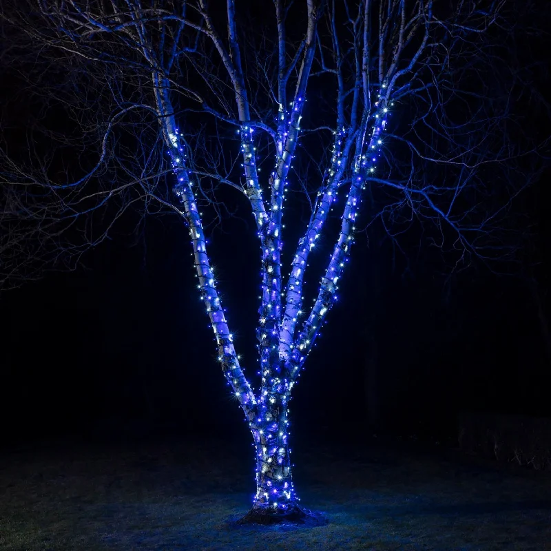 LED String Lights with Warm White GlowPro Connect 20m 200 Blue & White Connectable String Lights Black Cable
