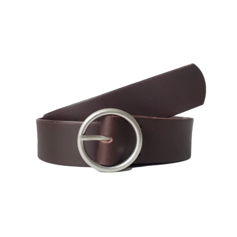 Sempre - Brown Vachetta Leather Waist Belt with Circular Buckle - Made in Canada