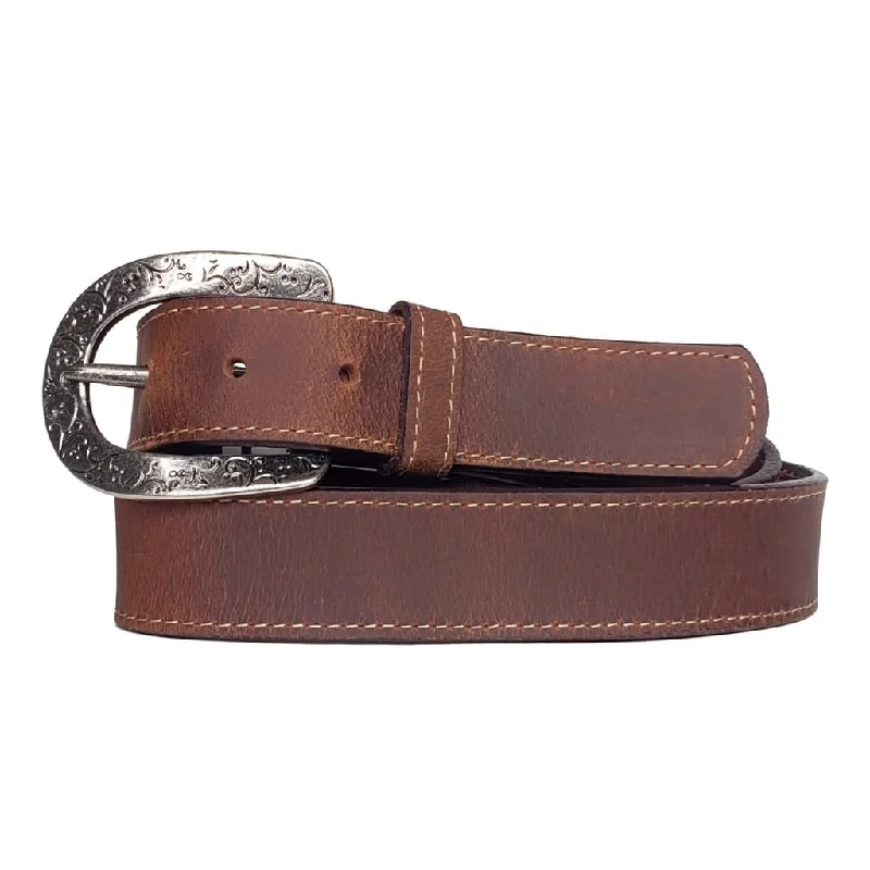 Brown Western Style 100% Real Leather Belt Made in Canada