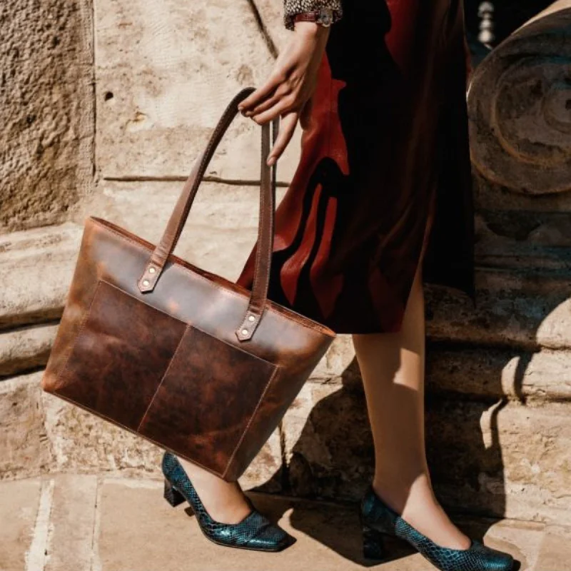 Classic Brown Leather Tote Bag