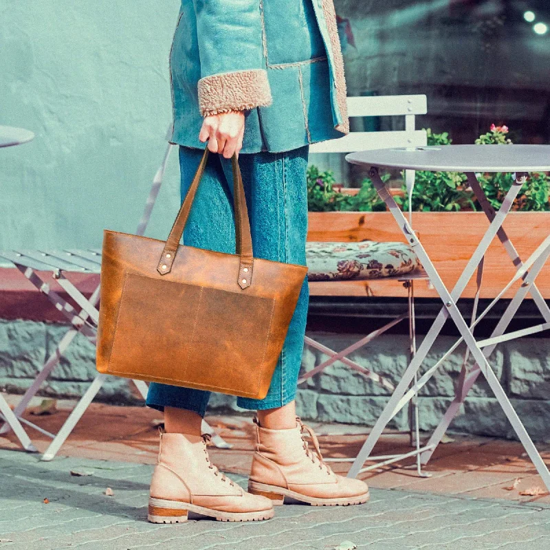 Classic Cognac Leather Tote Bag