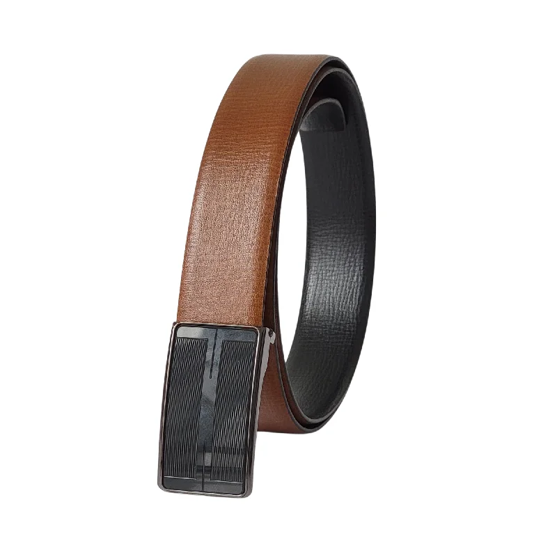 Brown 35 mm Golf Belt with Two Tone Black/Silver Buckle