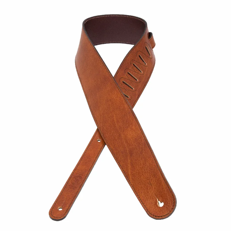 La Grange - Lightweight Hand Stained Cognac Full Grain Leather Guitar Strap