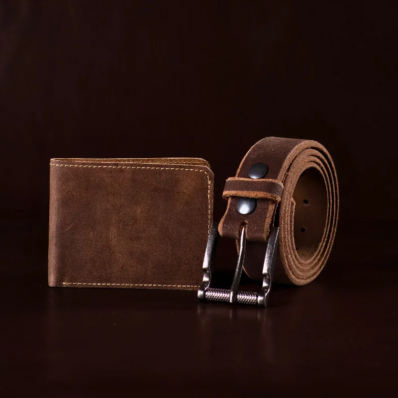 Pinnacle Belt + Wallet - Men's Leather Belt and Wallet Gift Set