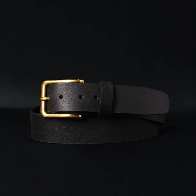 The Alchemist Belt - Black Leather Belt With Gold Buckle