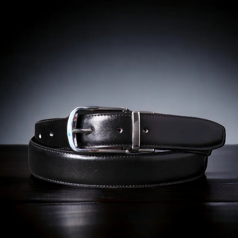 The Harvey Dent Belt - Reversible Stitched Feather Edged Leather Belt