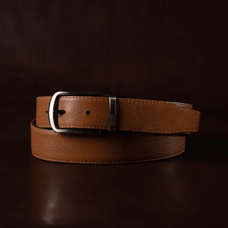 The Harvey Dent Belt - Reversible Stitched Full-Grain Pebbled Leather Belt