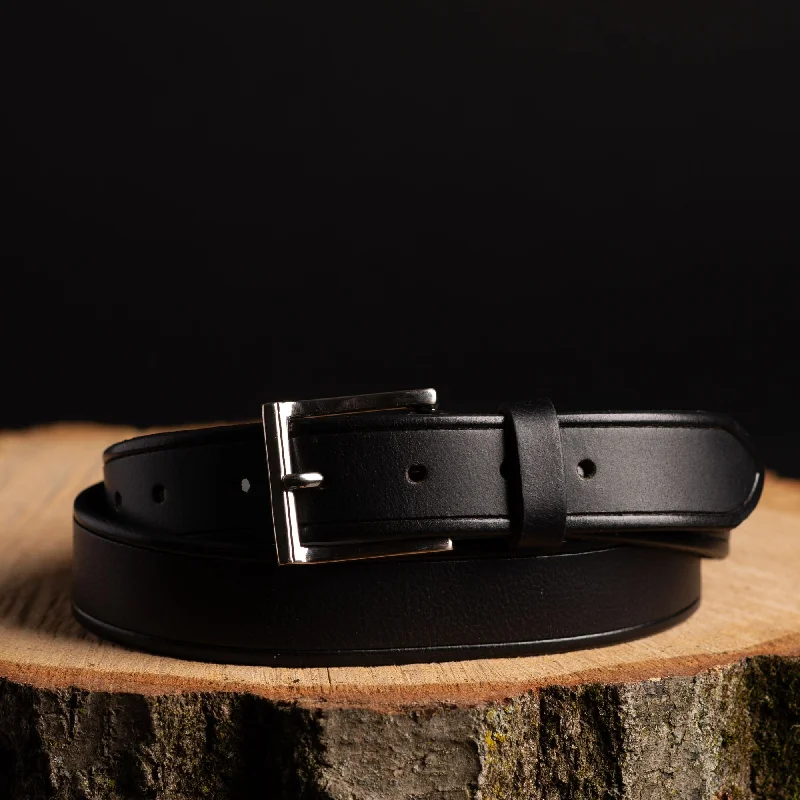 The Obelisk Belt - Black Edge Pipe Full-Grain Leather Belt