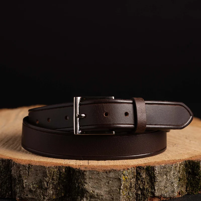 The Obelisk Belt - Brown Edge Pipe Full-Grain Leather Belt