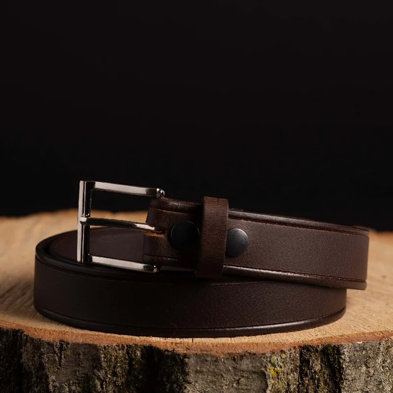 The Obelisk Belt - Brown Edge Pipe Full-Grain Leather Belt