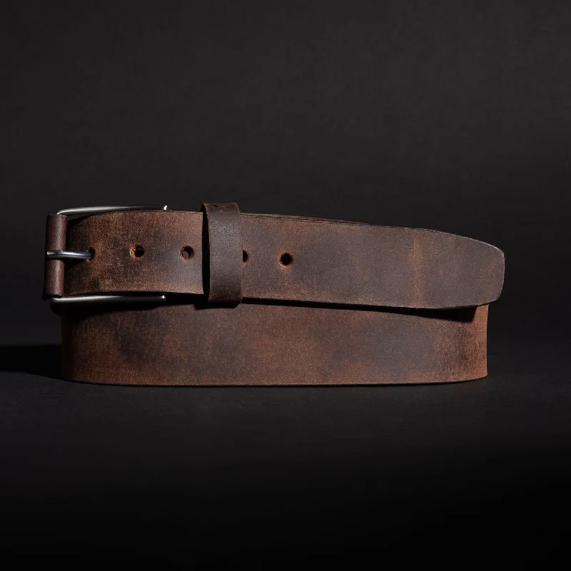 The Spartan Belt - Brown Leather Belt With Leather Wrapped Buckle