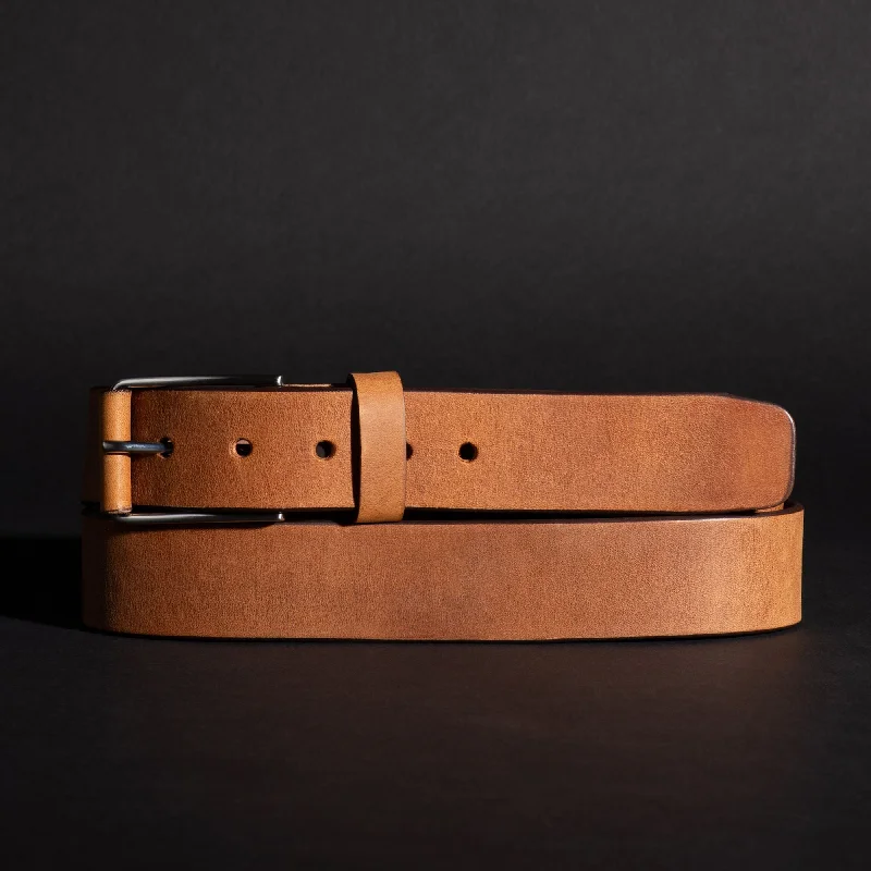 The Spartan Belt - Tan Leather Belt With Leather Wrapped Buckle