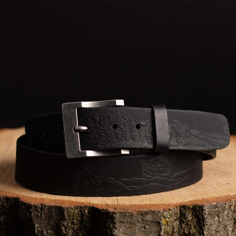 The Wildlife Belt - Black Embossed Full Grain Leather Belt Made in Canada