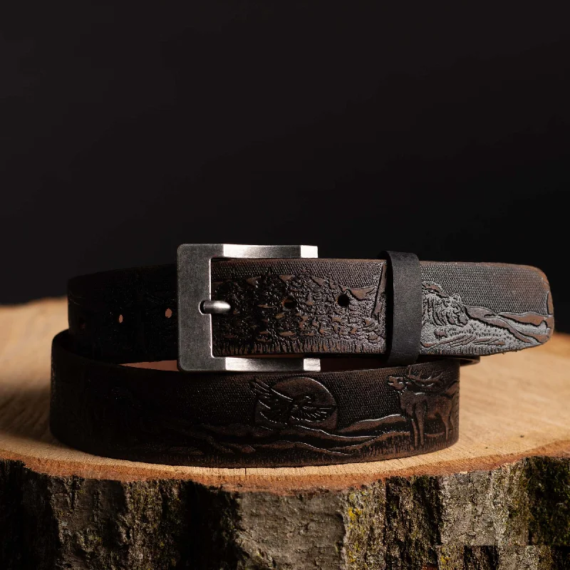 The Wildlife Belt - Brown Embossed Full Grain Leather Belt Made in Canada