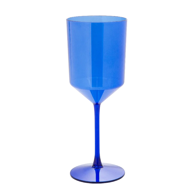 11 oz. Plastic Blue Wine Cup w. Stem, Pack of 4