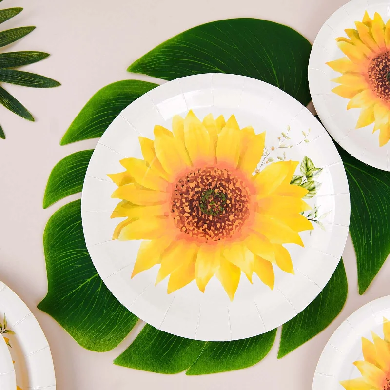 25 Pack Sunflower Premium Dinner Paper Plates, Disposable Party Plates 9