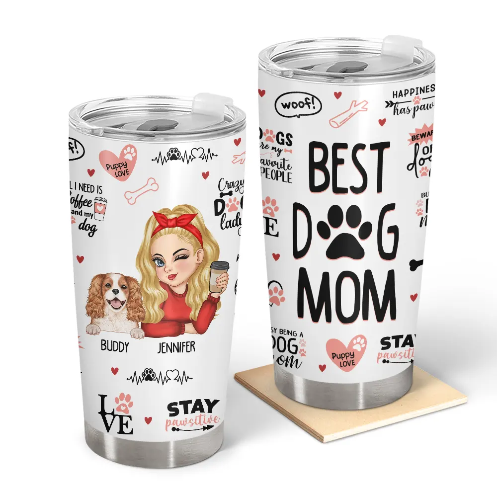 Best Dog Mom Puppy Love - Personalized Tumbler