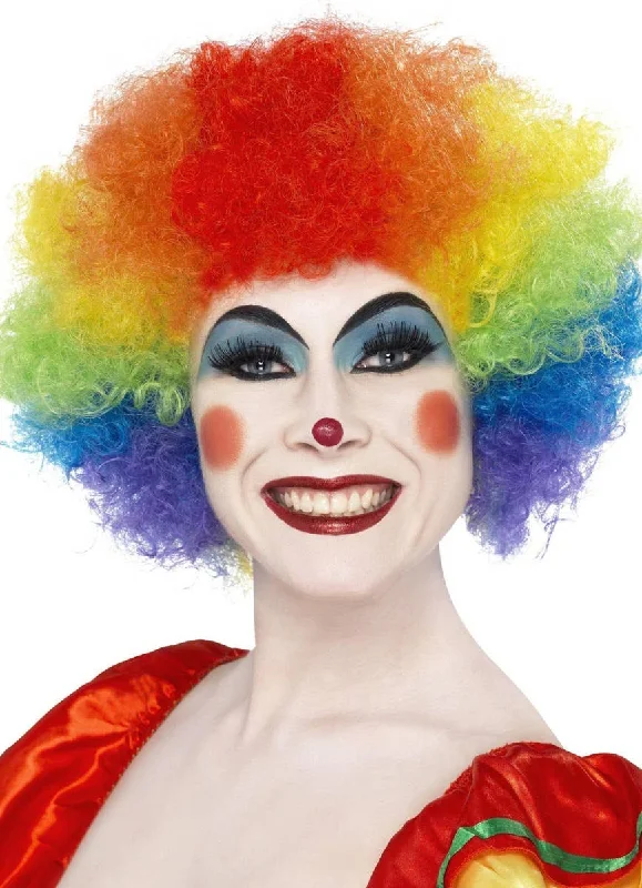 Curly Rainbow Crazy Clown Afro Womens Costume Wig