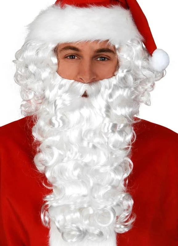 Curly White Santa Beard and Wig Set