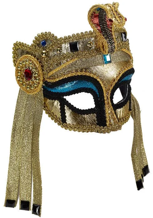 Deluxe Gold Egyptian Masquerade Mask on Glasses Arms