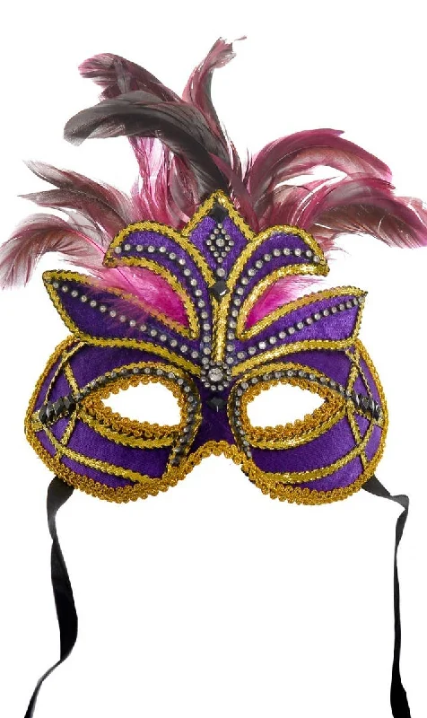 Deluxe Jewelled Purple Velvet Masquerade Mask