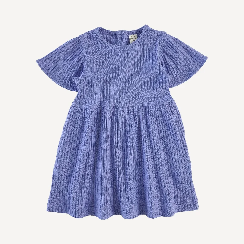 flutter sleeve dress | periwinkle | organic cotton wide rib