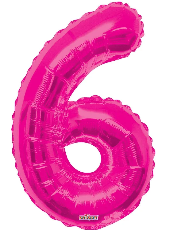 Metallic Magenta Pink 87cm Number 6 Foil Balloon