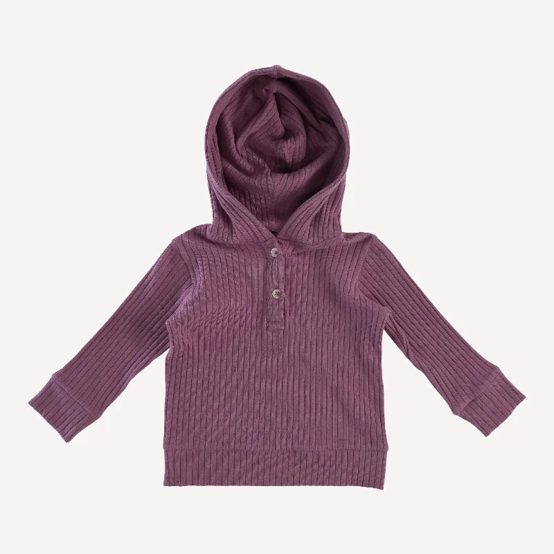 long sleeve henley hoodie | wild ginger | organic cotton wide rib