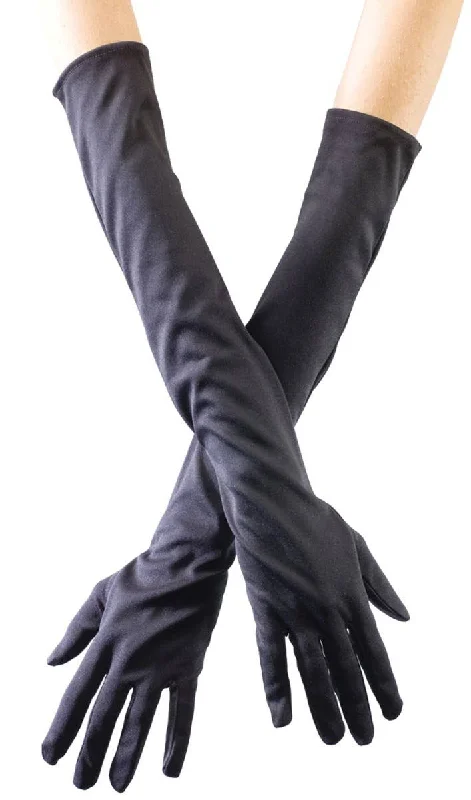 Long Black Stretch Opera Costume Gloves