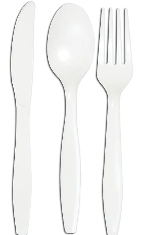 White Reusable Cutlery - Pack of 18