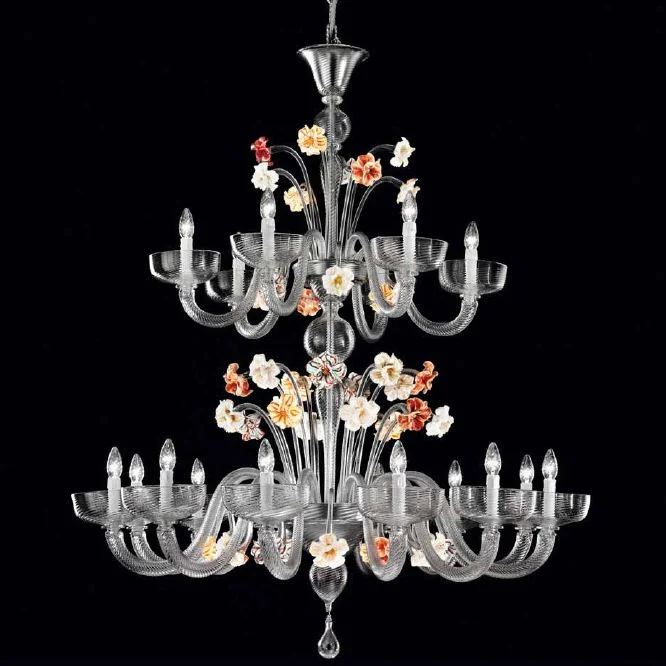 Chandeliers with Pendant Lights for a Stylish LookGrey Murano Glass Chandelier With Colourful Flowers Chandeliers with Pendant Lights for a Stylish LookGrey Murano Glass Chandelier With Colourful Flowers