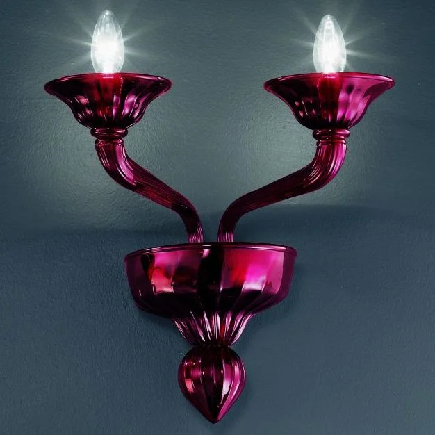 Victorian - Inspired Chandeliers with Ornate DetailsRed Venetian-Style Italian Glass 2 Light Wall Chandelier Victorian - Inspired Chandeliers with Ornate DetailsRed Venetian-Style Italian Glass 2 Light Wall Chandelier