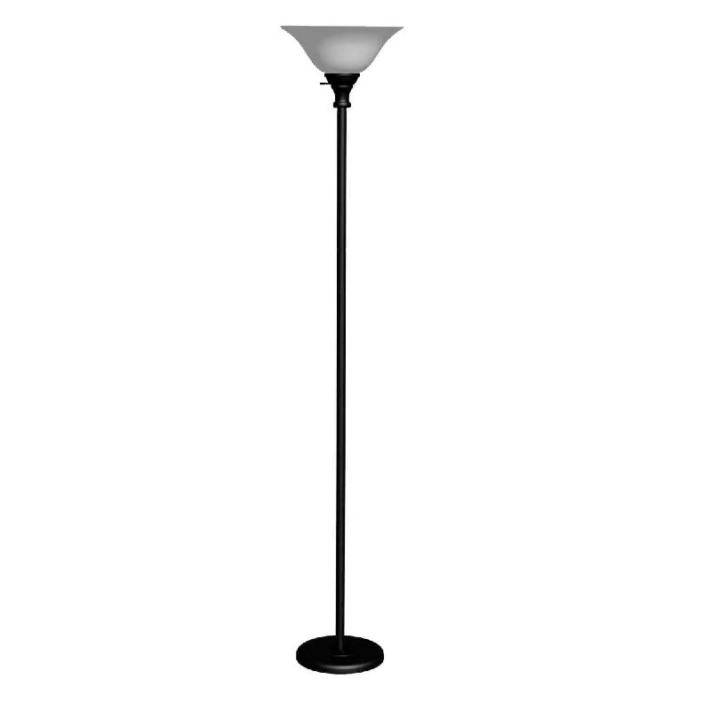 Modern Minimalist Floor Lamp for Contemporary Living RoomsMetal Round 3 Way Torchiere Lamp With Frosted Glass Shade, Black And White By Benzara Modern Minimalist Floor Lamp for Contemporary Living RoomsMetal Round 3 Way Torchiere Lamp With Frosted Glass Shade, Black And White By Benzara