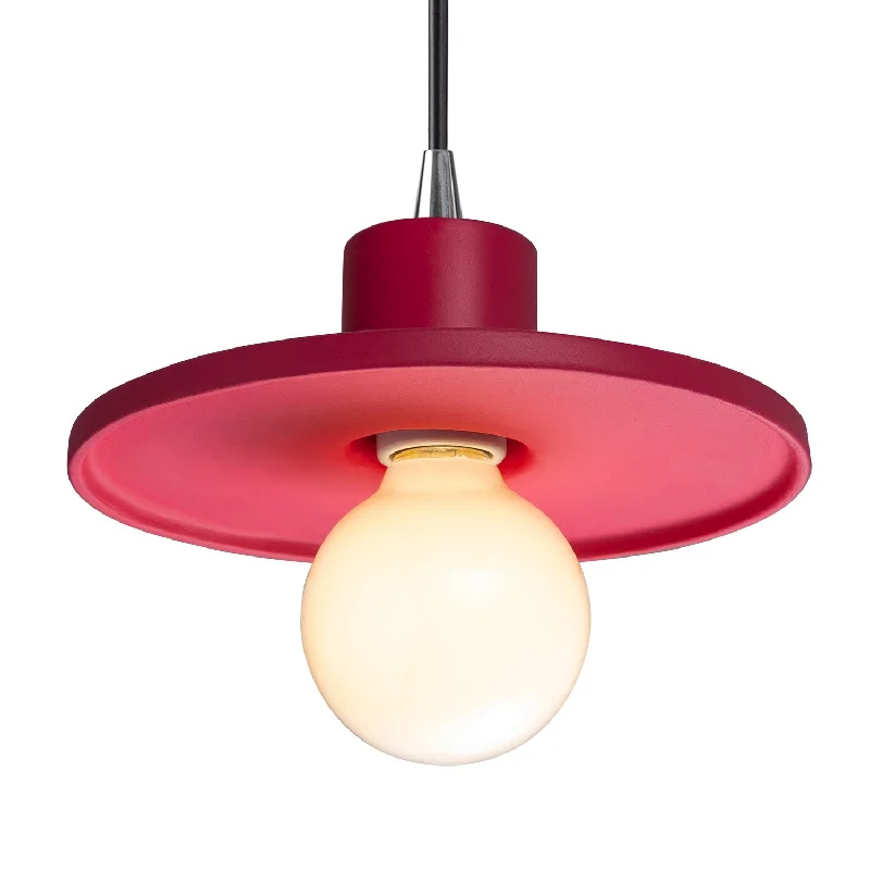 Industrial Style Ceiling Lights with Exposed Bulbs and Metal CagesJustice Designs Radiance Collection CER-6325-CRSE-CROM-BKCD Pendant Light - Cerise Industrial Style Ceiling Lights with Exposed Bulbs and Metal CagesJustice Designs Radiance Collection CER-6325-CRSE-CROM-BKCD Pendant Light - Cerise